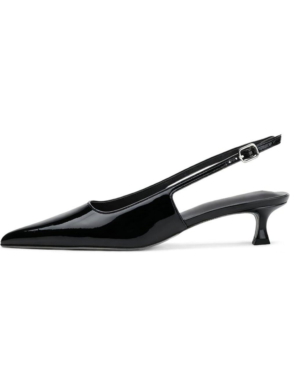 Women's Slingback Kitten Heels Low Heel Pointed Toe Black Formal Pumps Shoes